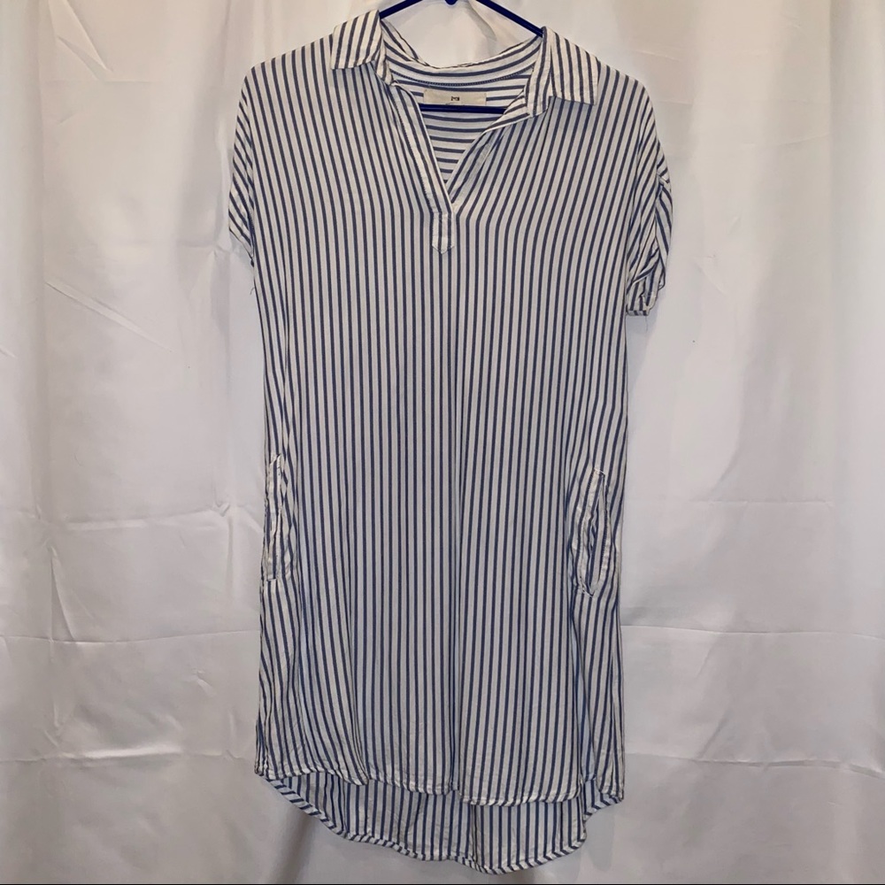 Thread + Supply: Size: S White & Blue Lucy Dress